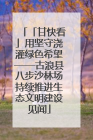 「甘快看」用坚守浇灌绿色希望——古浪县八步沙林场持续推进生态文明建设见闻