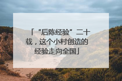 “后陈经验”二十载，这个小村创造的经验走向全国