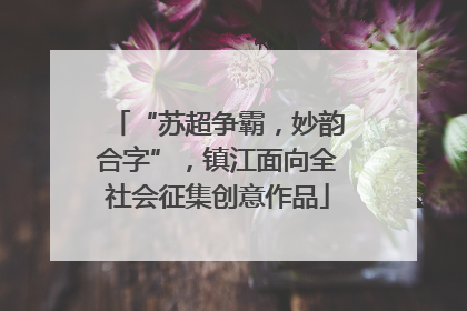“苏超争霸，妙韵合字”，镇江面向全社会征集创意作品