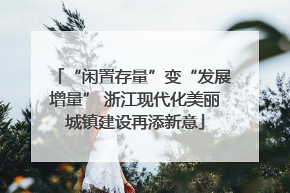 “闲置存量”变“发展增量” 浙江现代化美丽城镇建设再添新意