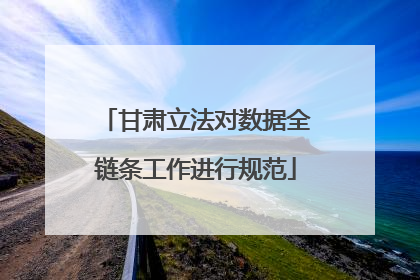 甘肃立法对数据全链条工作进行规范