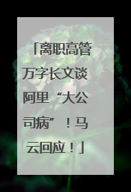离职高管万字长文谈阿里“大公司病”！马云回应！