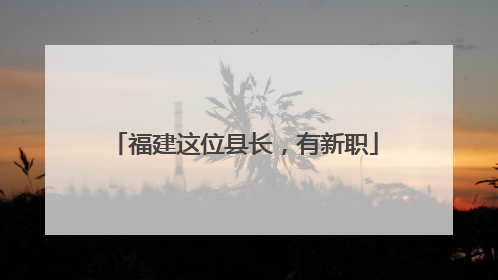 福建这位县长，有新职