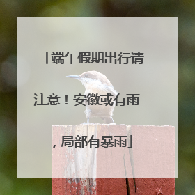 端午假期出行请注意！安徽或有雨，局部有暴雨