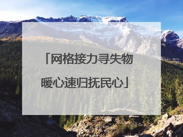 网格接力寻失物 暖心速归抚民心