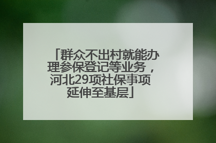 群众不出村就能办理参保登记等业务，河北29项社保事项延伸至基层