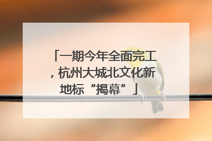 一期今年全面完工，杭州大城北文化新地标“揭幕”