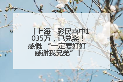 上海一彩民喜中1035万，已兑奖！感慨 “一定要好好感谢我兄弟”