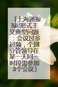 上海通报3起形式主义典型问题：会议过多过频，个别分管领导在某一天同一时段需参加3个会议