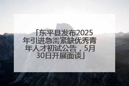 东平县发布2025年引进急需紧缺优秀青年人才初试公告，5月30日开展面谈