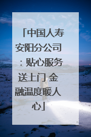 中国人寿安阳分公司：贴心服务送上门 金融温度暖人心