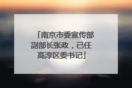 南京市委宣传部副部长张政，已任高淳区委书记