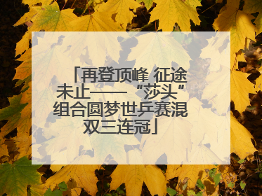 再登顶峰 征途未止——“莎头”组合圆梦世乒赛混双三连冠