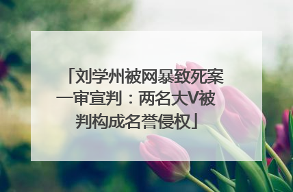 刘学州被网暴致死案一审宣判：两名大V被判构成名誉侵权