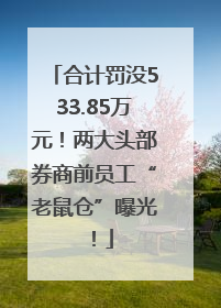 合计罚没533.85万元！两大头部券商前员工“老鼠仓”曝光！