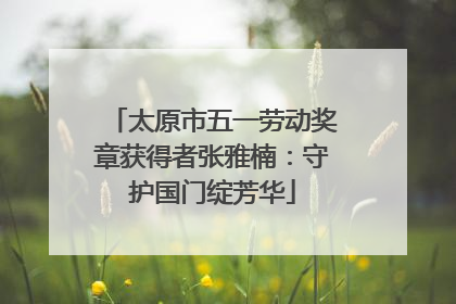 太原市五一劳动奖章获得者张雅楠：守护国门绽芳华