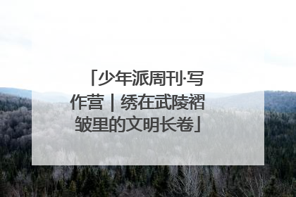 少年派周刊·写作营｜绣在武陵褶皱里的文明长卷
