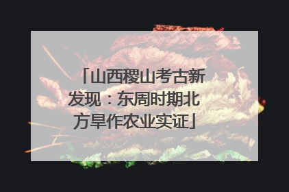 山西稷山考古新发现：东周时期北方旱作农业实证