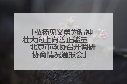 弘扬见义勇为精神 壮大向上向善正能量——北京市政协召开调研协商情况通报会
