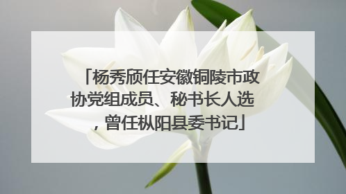 杨秀颀任安徽铜陵市政协党组成员、秘书长人选，曾任枞阳县委书记