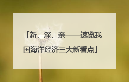 新、深、亲——速览我国海洋经济三大新看点