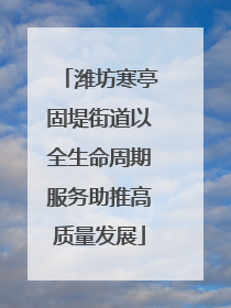 潍坊寒亭固堤街道以全生命周期服务助推高质量发展