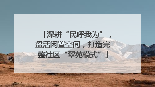 深耕“民呼我为”，盘活闲置空间，打造完整社区“翠苑模式”