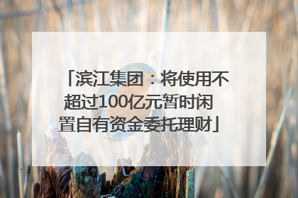 滨江集团：将使用不超过100亿元暂时闲置自有资金委托理财
