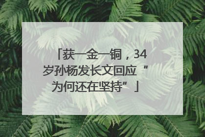 获一金一铜，34岁孙杨发长文回应“为何还在坚持”