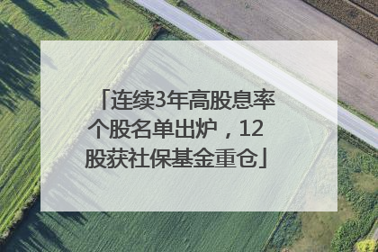 连续3年高股息率个股名单出炉，12股获社保基金重仓