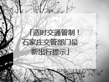 适时交通管制！石家庄交管部门最新出行提示