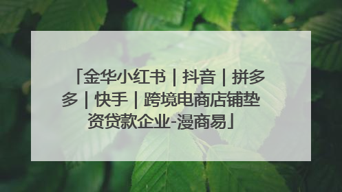 金华小红书｜抖音｜拼多多｜快手｜跨境电商店铺垫资贷款企业-漫商易