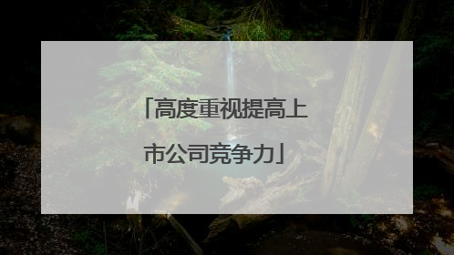 高度重视提高上市公司竞争力