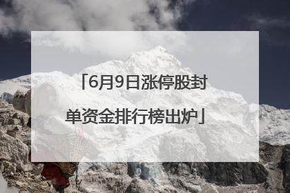 6月9日涨停股封单资金排行榜出炉